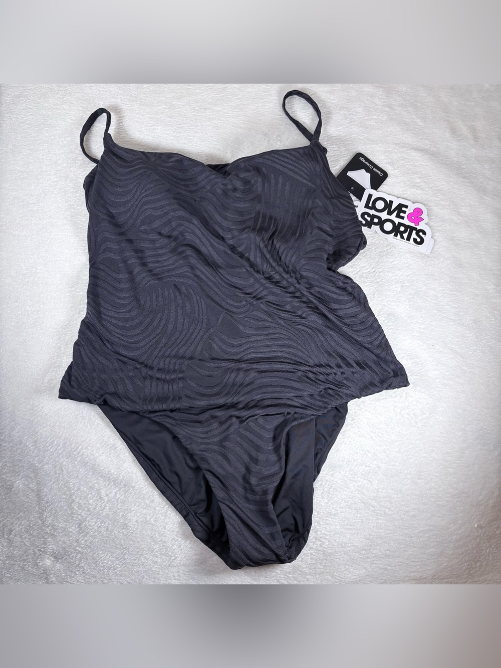 Love & Sports Black Textured One-Piece Swimsuit